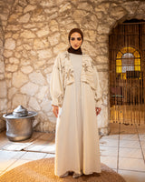 Embroidered Linen Kaftan - Beige (available at stores)