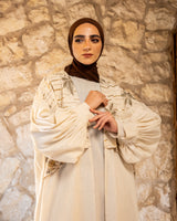 Embroidered Linen Kaftan - Beige (available at stores)