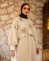Embroidered Linen Kaftan - Beige (available at stores)