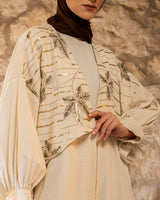 Embroidered Linen Kaftan - Beige (available at stores)