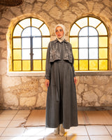 Serma Embroidery Abaya - Grey