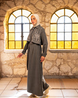 Serma Embroidery Abaya - Grey