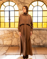 Serma Embroidery Abaya - Brown