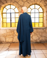 Accordion With Scarf Abaya - Blue
