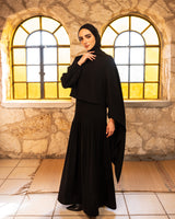 Accordion With Scarf Abaya-Black