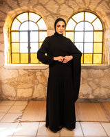 Accordion With Scarf Abaya - Black