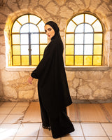 Accordion With Scarf Abaya - Black