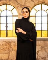 Accordion With Scarf Abaya-Black