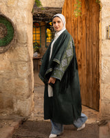 Etamin Fringed Kaftan-Olive