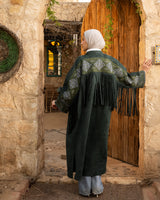 Etamin Fringed Kaftan-Olive