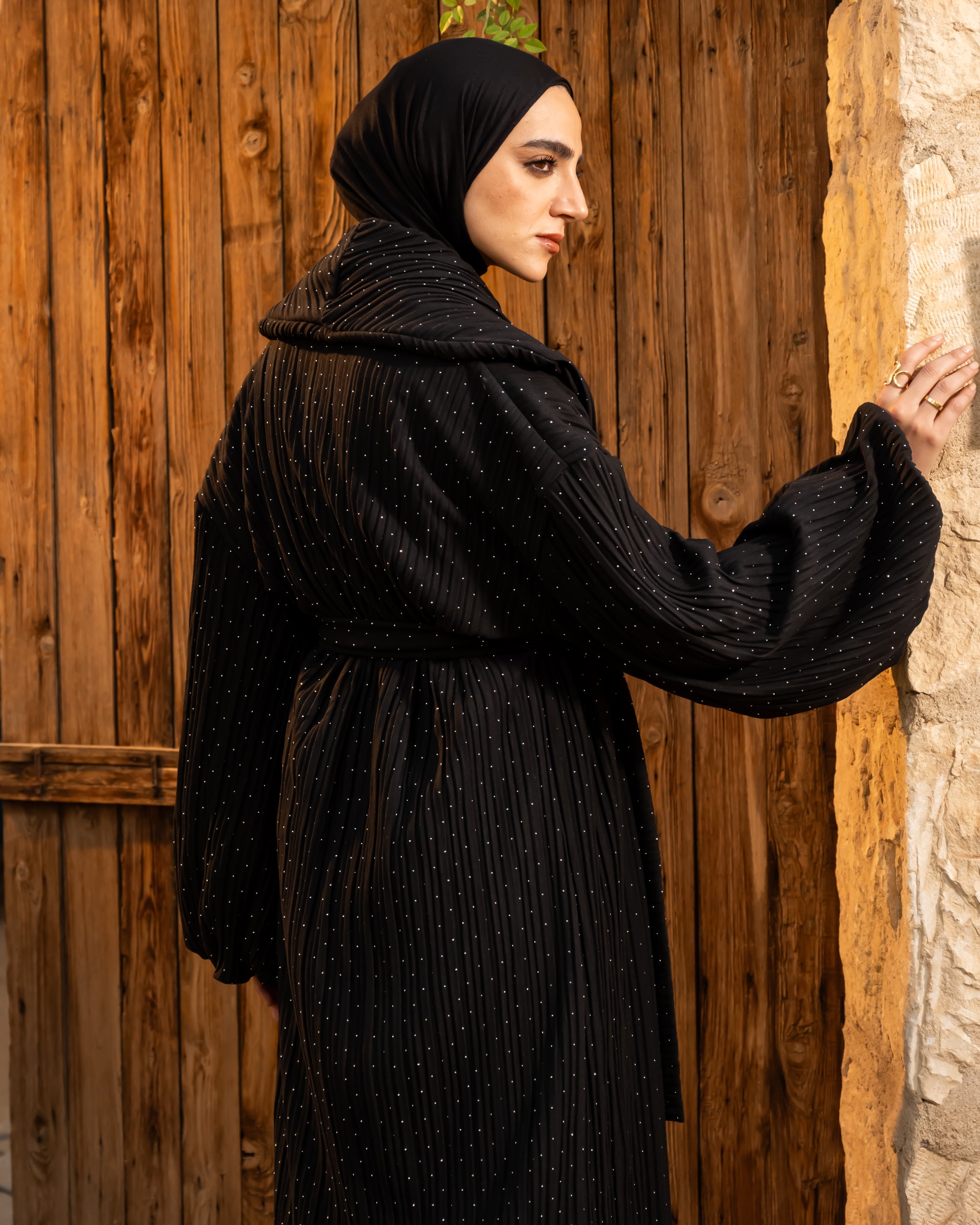 Pleated Kaftan - Black