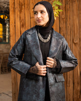 Taffeta Printed Cardigan - Black*Blue