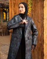 Taffeta Printed Cardigan - Black*Blue
