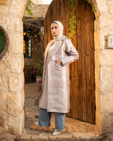 Taffeta Printed Cardigan - Beige