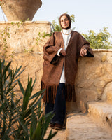 Printed Suede Cardigan - Brown
