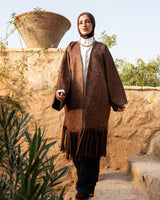 Printed Suede Cardigan - Brown