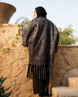 Printed Suede Cardigan - Grey