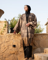 Printed Suede Cardigan - Beige