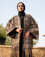 Printed Suede Cardigan - Beige