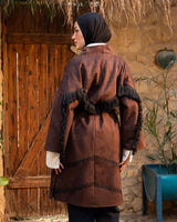 Fringed Embroidery  Cardigan - Brown