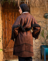 Fringed Embroidery  Cardigan - Brown