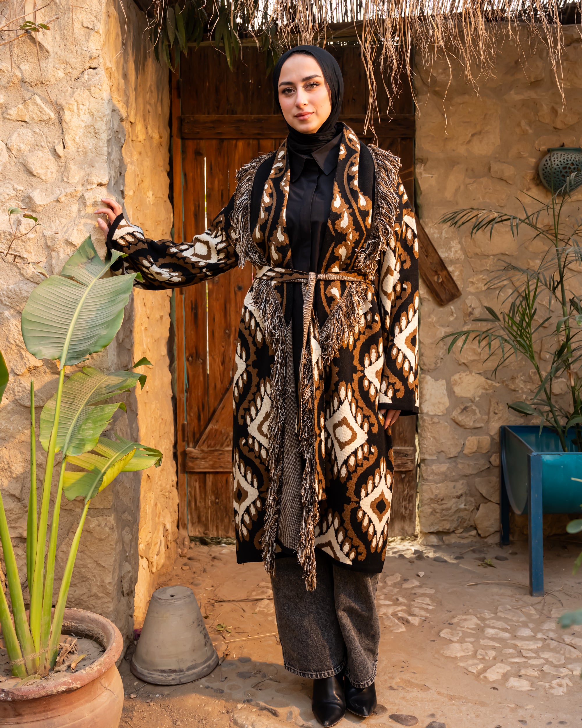 Knitted Boho Cardigan - Black