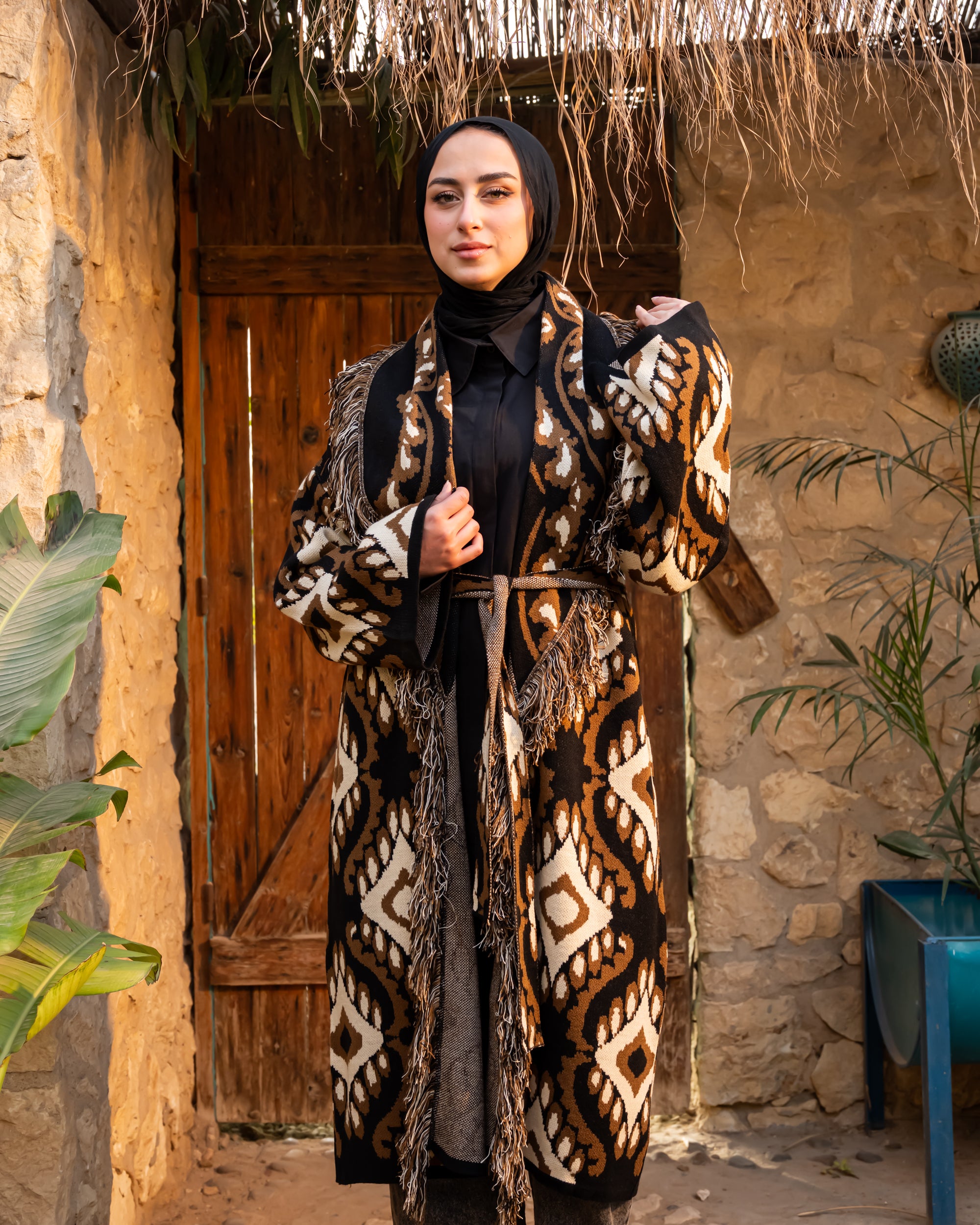 Knitted Boho Cardigan - Black