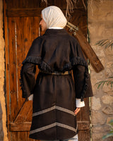 Fringed Embroidery  Cardigan - Black
