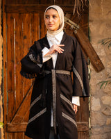 Fringed Embroidery  Cardigan - Black