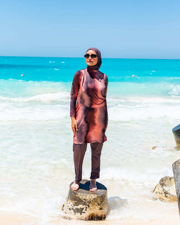 Draped Burkini-Brown