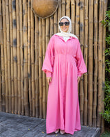 Linen Seamed Dress - Pink