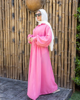 Linen Seamed Dress - Pink