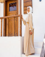 Cropped Top Satin Dress - Beige