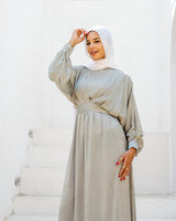 Cropped Top Satin Dress - Mint