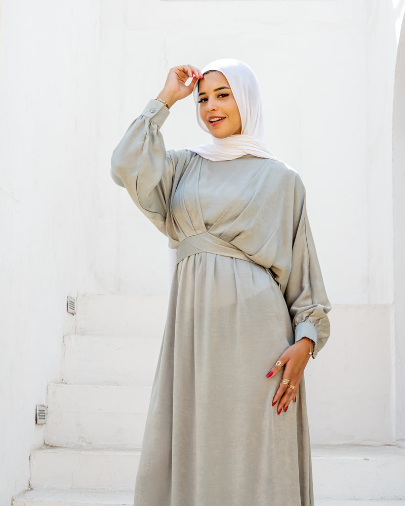 Cropped Top Satin Dress - Mint