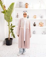 Linen Embroidered Cardigan - Beige