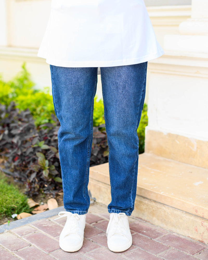 Mom-Fit Pants-Blue