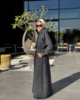 Denim Buttoned Dress - Black