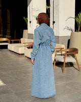 Denim Buttoned Dress - Light Blue