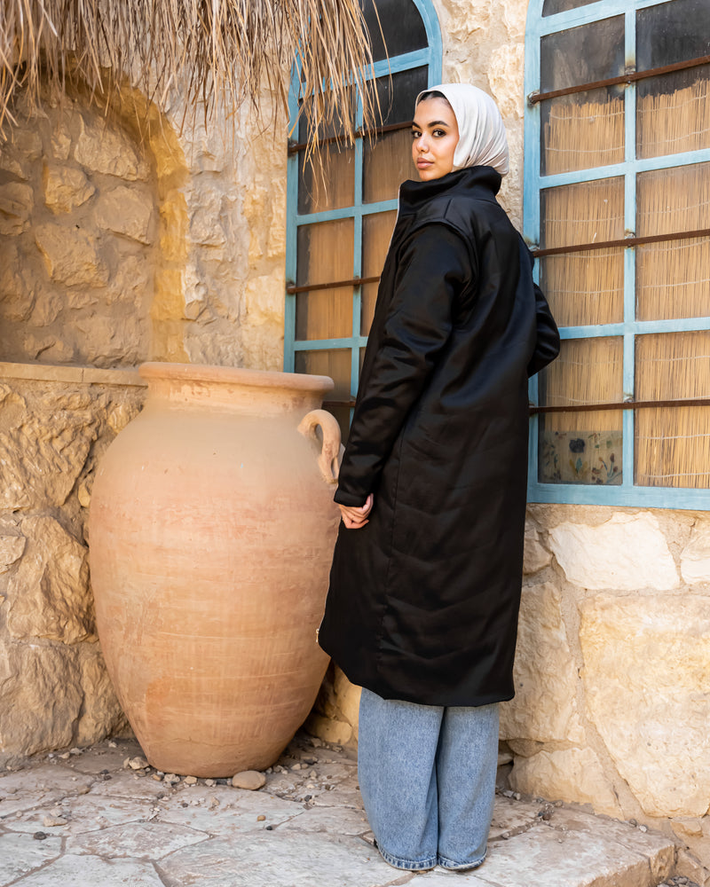 Detachable Puffer Coat - Black