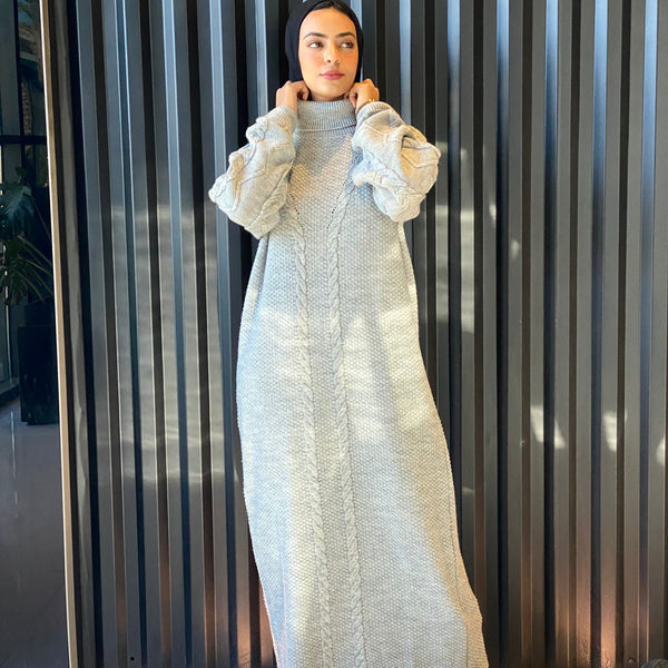Double Braided knit Dress-Grey – Hijab Boutique
