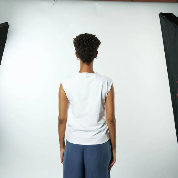Double Layered Sleeveless /Short T-shirt - White