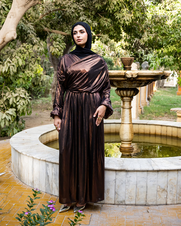 Draped Metallic Dress - Oxide ( Available at stores only )