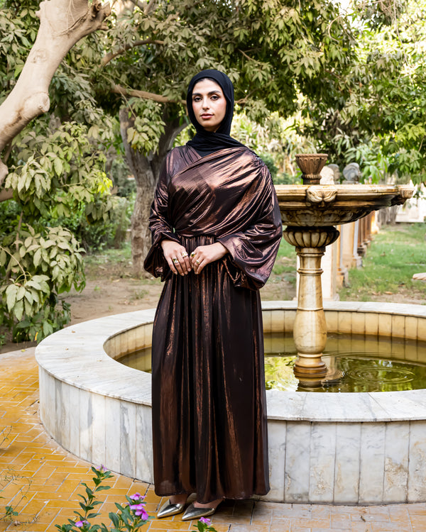 Draped Metallic Dress - Oxide ( Available at stores only )