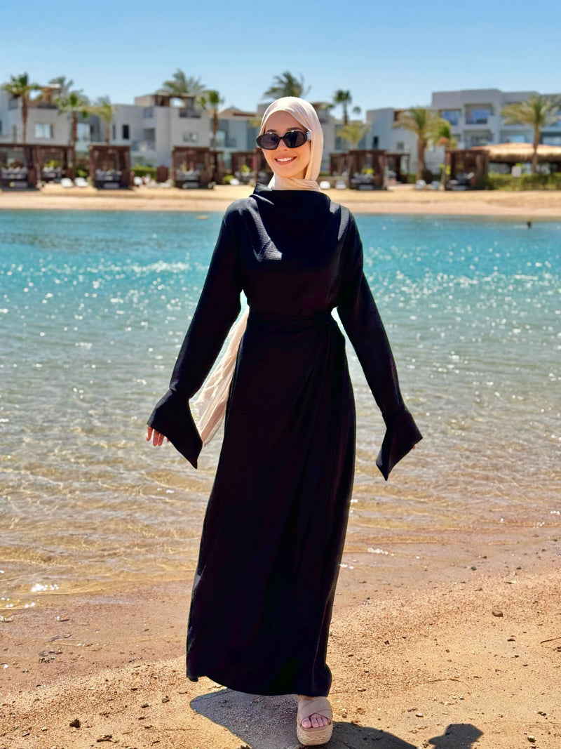 black hijab dress Black Hijab Maxi Dress 1388S