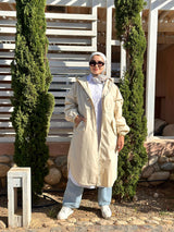 Drawstring Coat-Beige