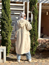 Drawstring Coat-Beige