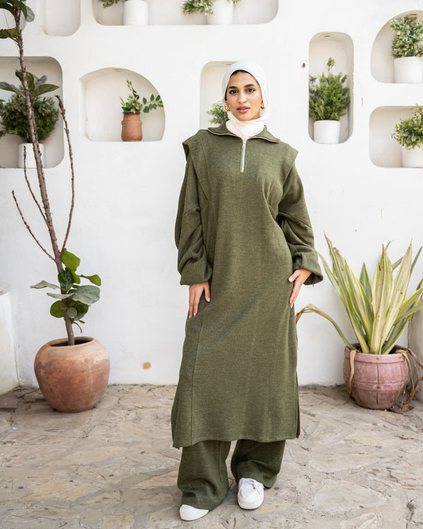 Detailed Cashmere Pants - Olive