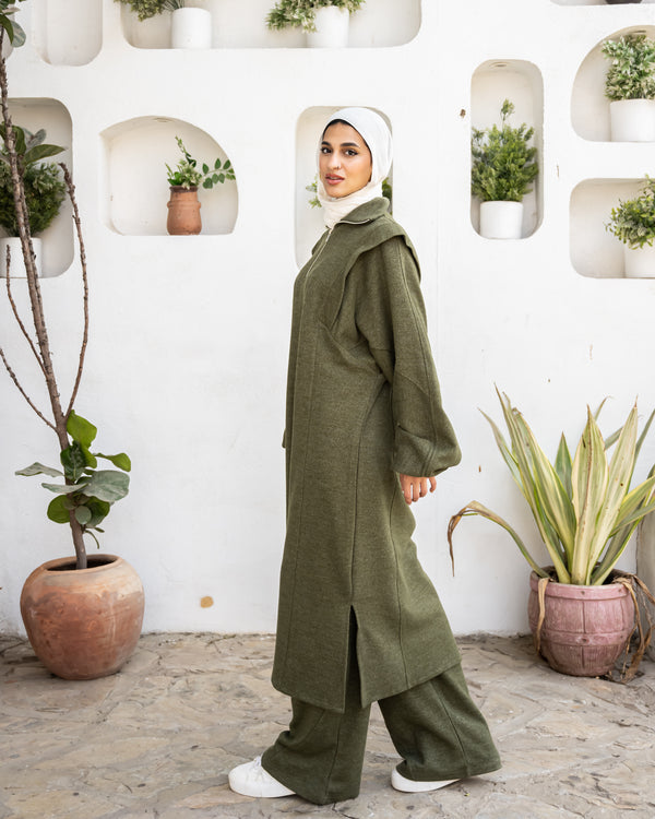 Detailed Cashmere Pants - Olive