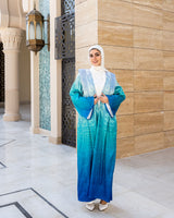 Edged Shoulder Printed Kaftan-Blue